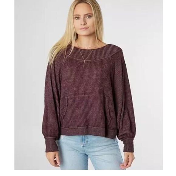 Free People "WE THE FREE" Womens Westend Thermal Top Oversized Slouchy Boho - Picture 7 of 8
